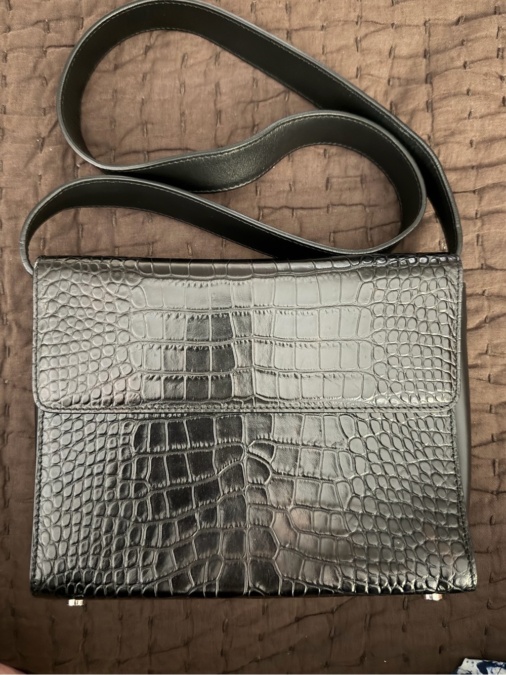 Brooks Brothers Black Leather Shoulder Bag